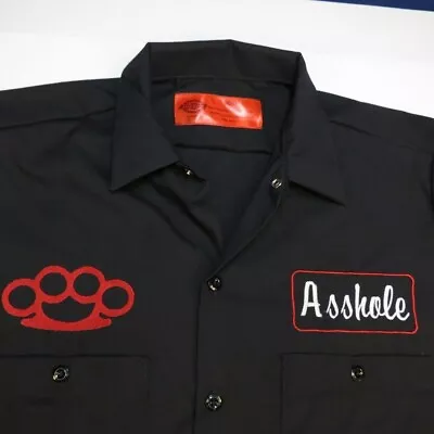 NEW NWT DICKIES A**HOLE BRASS KNUCKLES Embroidered Pit Crew Style WORK SHIRT  • $49.95