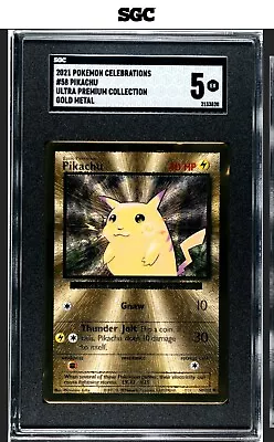 Pikachu 58/102 Celebrations Ultra Premium Collection Gold Metal Pokemon SGC 5 • $33