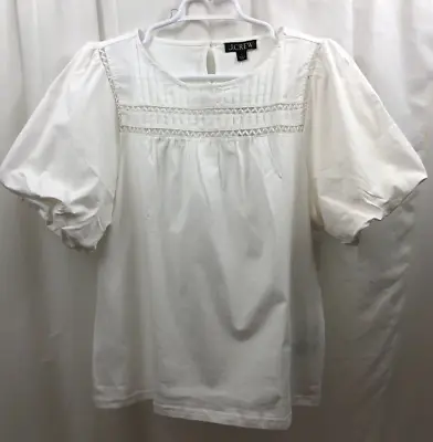 Women's J Crew Lace Trim Puff Sleeve Shirt Large • $24.99