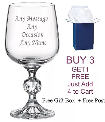 £10.99 • Buy Personalised Crystal Wine Glass Birthday Gift 18th 21st 30th 40th 50th 60th 70th