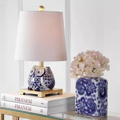 Justina 16 In. Blue/White Ceramic Mini Table Lamp • $64.42