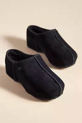 Nwt Anthropologie Ugg Cottage Suede Leather Wool Slip On Clogs Shoes Black 7 • $112