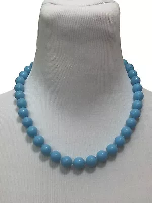 Vintage Blue Pop It Beads Strand Plastic Necklace Mid Century • $17.37