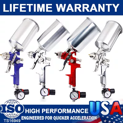 1.4/1.7/2.5mm HVLP Spray Gun Paint Gravity Feed Gauge Metal Flake Primer Nozzles • $45.99