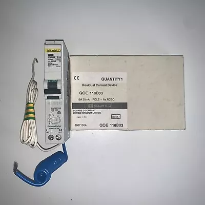 Square D QOE RCBO 16 Amp 30mA Type B 16A B16 Qwikline QOE116B03 VAT REG’D • £79.99