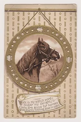 £8.11 • Buy Postcard Embossed Horse Head Poem  Work Is My Watch Word, Sugar Is My ... 