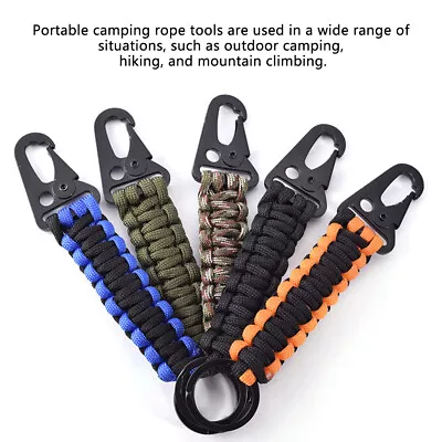 Hiking Umbrella Rope Lanyard Paracord Survival Buckle Carabiner Hook Keychain • $5.66