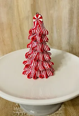 $9.99 • Buy New Christmas RED CLAYDOUGH PEPPERMINT CANDY CANE TREE FIGURINE Ornament 5 