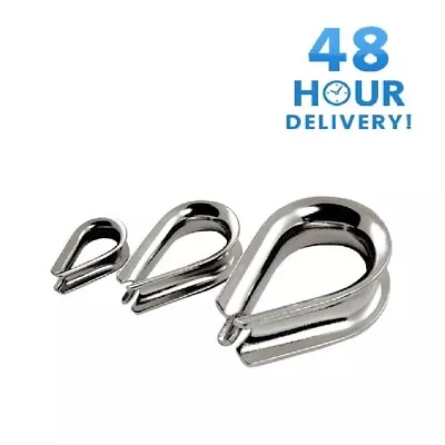 STAINLESS STEEL INOX THIMBLE WIRE CABLE ROPE CLIPS CLAMPS MARINE 3 4 5 6mm • £2.29