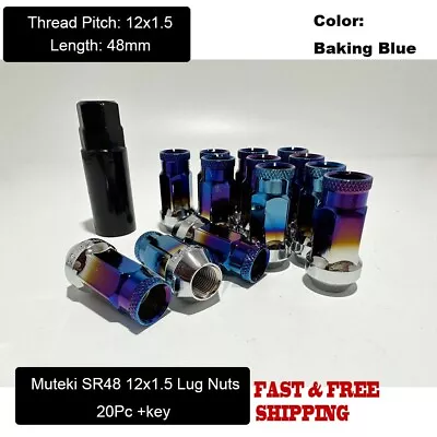 20 Backing Blue 12x1.5 Muteki SR48 Racing Lug Nuts For Hyundai Genesis Veloster • $41.99