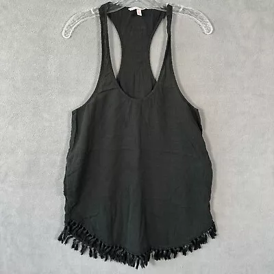 Victoria Secret Tank Top Womans Medium Black Tassle Fringe Adult • $7.99