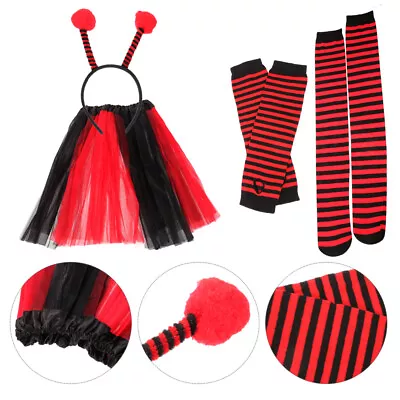 1 Set Ladybug Costume Accessories Headband Tutu Skirt Stockings Arm Sleeves • £13.55