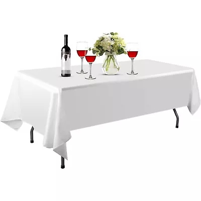 EMART Rectangle Tablecloth 60 X 102 Inch White Table Clothes For 6 Foot Tables • $13.99