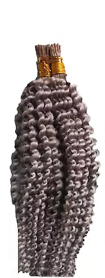 Grey 16   Kinky Curly 100% Real Natural Stick I Tip  Human Hair Extension 70G • $79