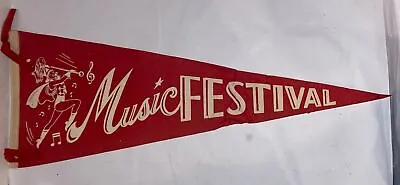 Vintage Music Festival Drum Majorette Souvenir Red Felt Pennant 29” • $0.99