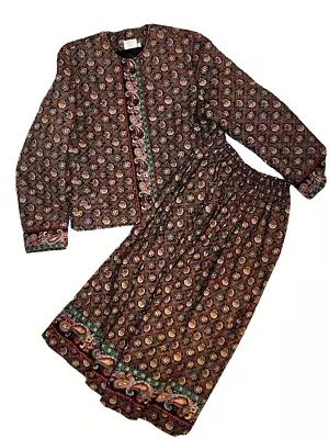 Vintage 90s Vera Bradley Retired Collette Black Quilted Blazer & Skirt Set Sz M • $49.87