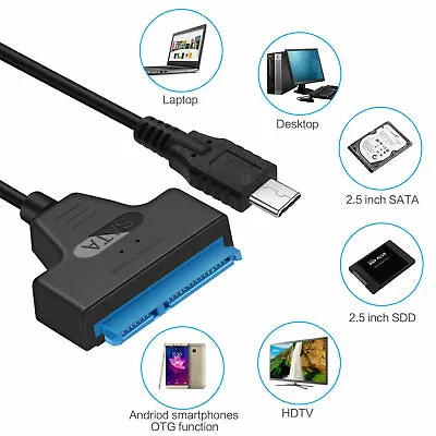 New USB 3.1 Type C To SATA III HDD SSD 2.5  Hard Drive Adapter Cable 22-Pin UASP • $7.44