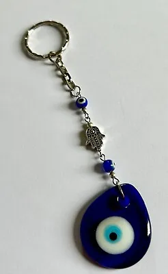 Teardrop Shaped Stone With  Hamsa &Evil Eye Key Ring/Bag Charm/Car Mirror Dangle • £1.75