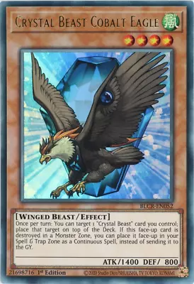 YuGiOh Crystal Beast Cobalt Eagle BLCR-EN052 Ultra Rare 1st Edition • £0.99