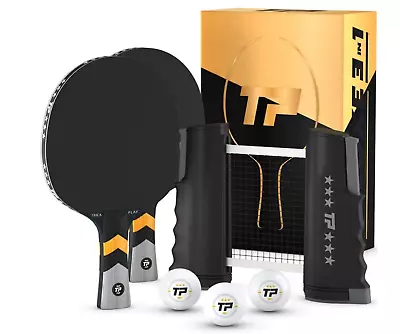 Portable Ping Pong Table Tennis Set Retractable Net 2 Paddles 3-Star Balls Case • $36.98