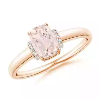 ANGARA Cushion Morganite Ring With Diamond Collar For Women In 14K Solid Gold • $539.10