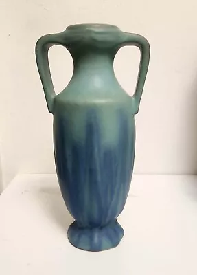 Van Briggle Pottery Two Handle Blue Yucca Leaves Vase • $565