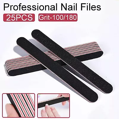 25 Nail Files Professional 100/180 Grit Nail File Art Pedicure Manicure Pedicure • $12.99