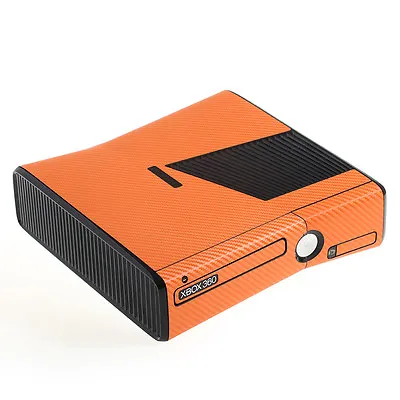 Textured Orange Carbon Fibre Effect XBOX 360 Slim Decal Skin Sticker Cover Wrap  • $14.93