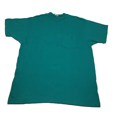 Vintage 90s Single Stitch T-Shirt Mens XL Turquoise Blank Streetwear USA Made • $14.99