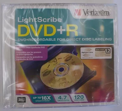 NEW Verbatim LightScribe DVD+R Recordable Direct Disc Labeling - 4.7GB 120M 16X • $23