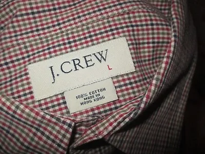 Men's J. Crew Red Blue Green Check Button Up Shirt Size Large • $3.99
