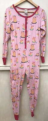 Nite Nite Munki Munki Pancake Stacks One Piece Union Suit Pajamas Women's Small • $18.95