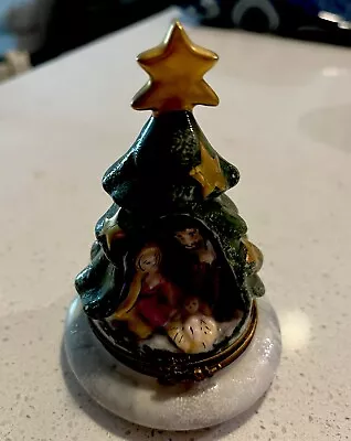 Authentic Peint Main Limoges France Christmas Tree & Manger Impeccable! • $199.99