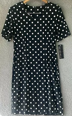 NWT My Michelle Women's Short Sleeve Black Polka Dot Knee Length Dress Size 12 • $18.99