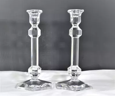$259.95 • Buy VINTAGE VAL ST LAMBERT 'GARDENIA' CRYSTAL CANDLESTICKS ~ SIGNED 9 3/8  Tall