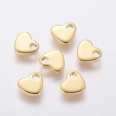 5 Metal Stamping Blanks Gold 7mm Blank Charms Stainless Steel Heart   • $3.64