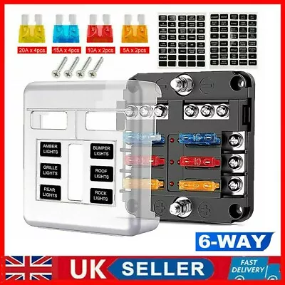 £8.69 • Buy 6 Way Blade Fuse Box Block Holder 12V~32V Auto Car Power Distribution Board NEW