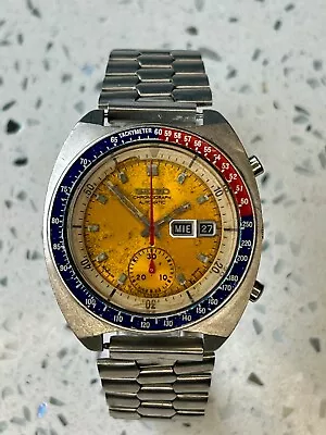 Seiko 6139-6002 Automatic Chronograph POGUE Yellow Dial Vintage Men's Watch • $320
