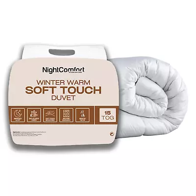 NightComfort 15 Tog Soft Touch Duvet Anti Allergy - Winter Warm Microfibre Quilt • £24