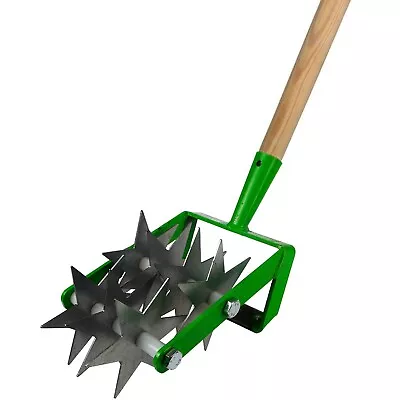 Rotary Soil Cultivator 2-in-1 Hand Tool Steel Rotary Hand Cultivator With Handle • £34.98