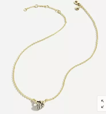 J Crew Clear Crystal Pave Twist Knot Rhinestone Gold Chain Pendant Necklave NEW • $20.39