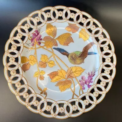 Minton #1 Coramore Made Ultra-luxury Gold Platinum Painted Bird Flower 1990s • $1422.14