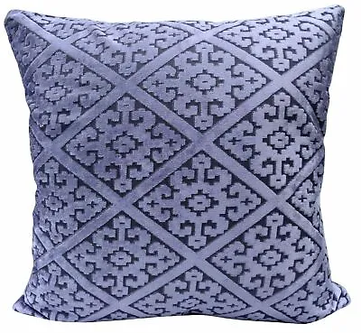 Cushions Set Of 4 Large Cushioncovers Velour Velvet Damask Diamond Mauve 21 X21  • £19.99