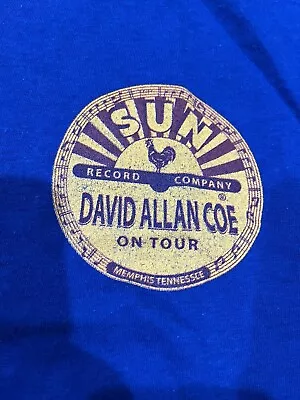 David Allan Coe Vintage Tour Shirt Sun Records Record Company XL Blue Outlaw • $200