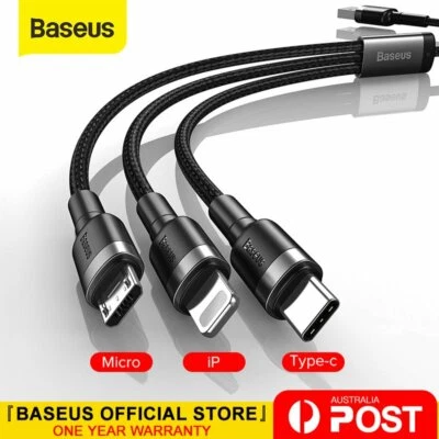 $8.99 • Buy Baseus 3 In 1 Multi USB Charger Charging Cable Cord For IPhone Samsung Google