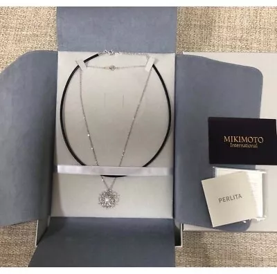 Mikimoto Pearl Perlita Necklace Set Silver White With Box Very Rare Premium YR • $398