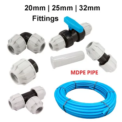 MDPE Plastic Compression Fittings 20mm  25mm 32mm Water Pipe WRAS Approved • £50