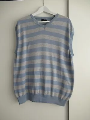 Next Blue & Grey Stripe Cotton Knit Top Size XL • £5