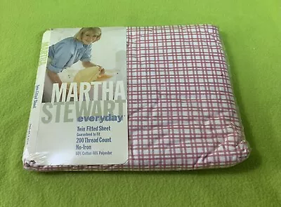 Martha Stewart Everyday Rose Denim Check Twin Fitted Sheet Vintage 1997 NOS • $16.95