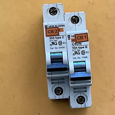 Lot Of 2 Merlin Gerin 20A 15A Circuit Breakers C60N Type C & B • $11